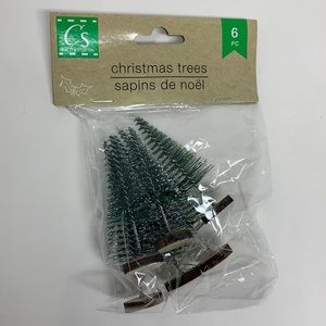 2.5” 6 piece Christmas trees bottlebrush decor new
